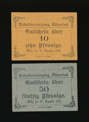 Saksa Notgeld 10, 50 Pfennig, Altusried 1918 XF