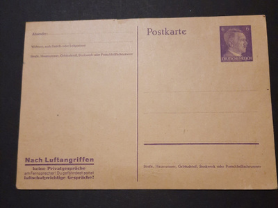 Hitler-ehiökortti, Deutsches Reich 6pf kulkematon