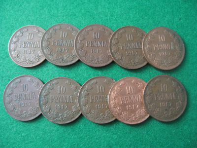 10 kpl 10 penniä - 1917