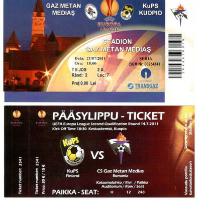 KuPS-Gaz Metan UEFA Eurooppa Liigan II kierros 2011 lippu