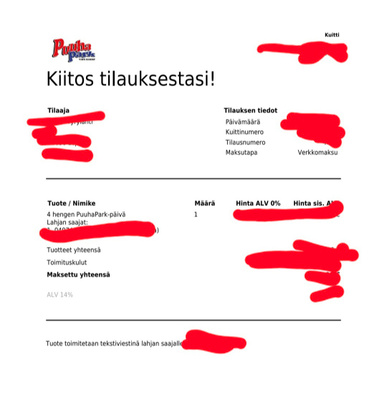 Puuhapark 4 hlö liput