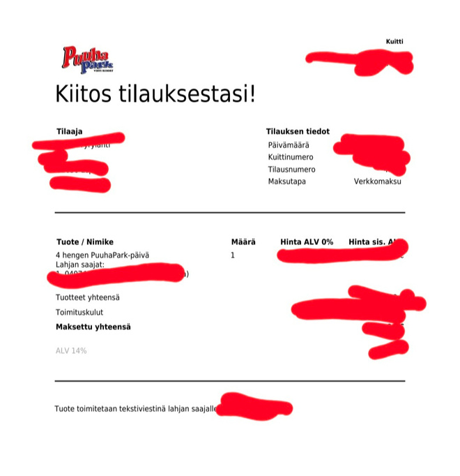 Puuhapark 4 hlö liput