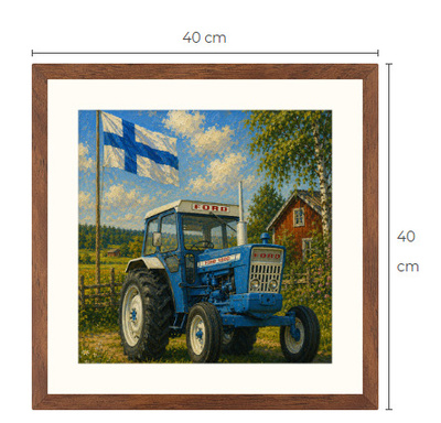 Uusi Ford 5000 traktori art print kehystetty 40 cm x 40 cm