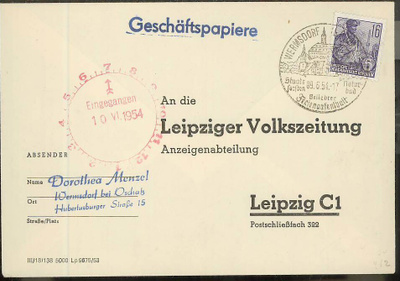 DDR Mi 416 asiakirjoja lähetys