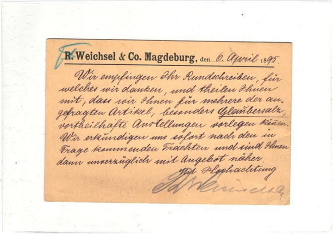 FIRMAKORTTI SAKSA MAGDEBURG-KARHULA