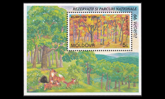 Moldova 307BL18 ** Europa luonnonpuistot (1999)
