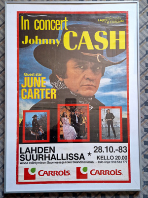Johnny Cash Keikkajuliste. Lahden suurhallissa 28.10.83