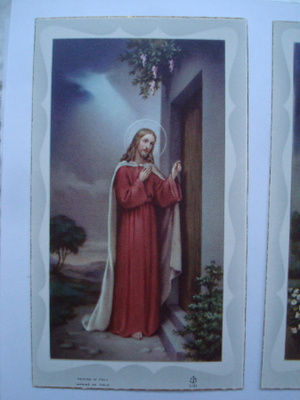 Keräilykortit: Jeesus kolkuttaa ovella. Koko 6x10,3cm