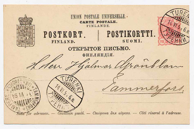 Ehiökortti 14.06.1894 Turenki - 14.06.1894 Tammerfors