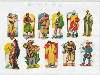 ~ EO 7018, eri maiden vaatetusta-arkki IRTO-kuvina, yläosa ~