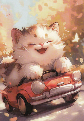 Kissa autoilee