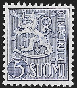 1954 M-54 Leijona 5 mk sinertävänvioletti ** Lape 429 b