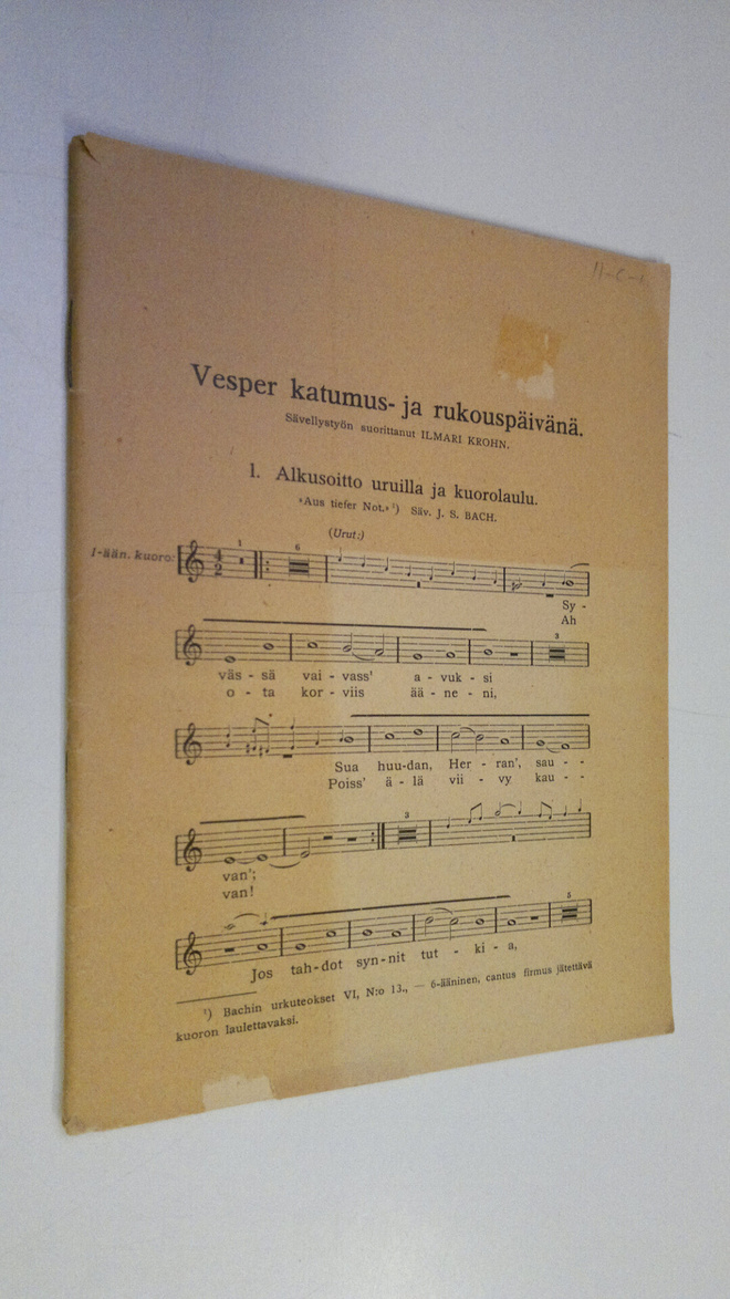 Ilmari (säv.) Krohn : Vesper katumus- ja rukouspäivänä