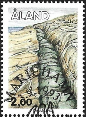 Åland 1993 Kallioperä 2,00 mk EP lLape 075 alareuna LOISTO