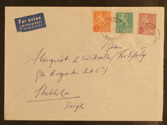 # 23551 # Kirje lp Hanko Pohjoinen > Ruotsi 1963 sekapostite