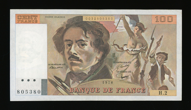 Ranska 100 Francs 1978 Delacroix, P154a