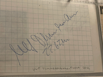 Ulf Timmermannin nimikirjoitus paperilla