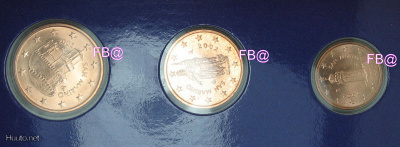2002 San Marino 1c , 2c , 5c BU Setistä