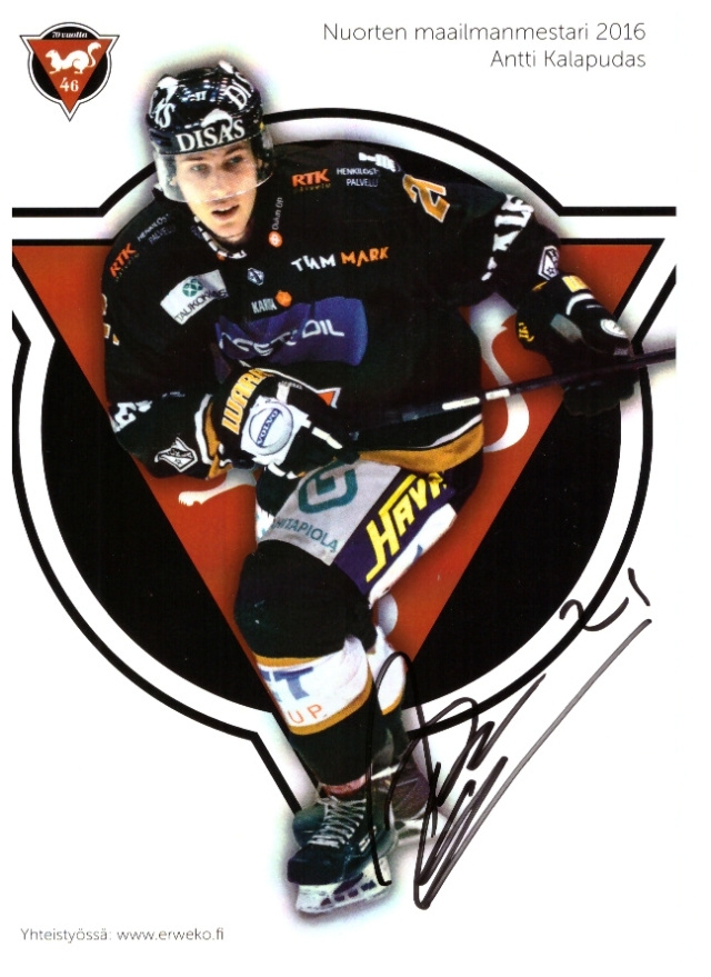 Oulun Kärpät ANTTI KALAPUDAS Nuorten MM 2016 Postikortti