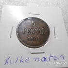 5 penniä 1901 Siisti hienosti patinoitunut , - pikkukuva 5