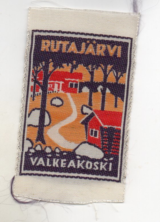 Valkeakoski/Rutajärvi  : Matkailu /hihamerkki  (kangasta)