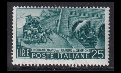 Italia 966 ** Simplonin rautatietunneli 50v (1956)