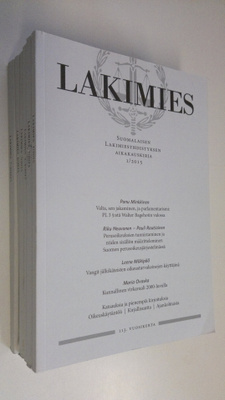 Lakimies vuosikerta 2015 (6 lehteä) : Suomalaisen lakimie...