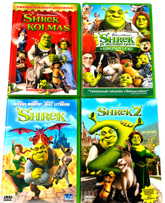 Shrek 1-4 suomijulkaisut (4 DVD)