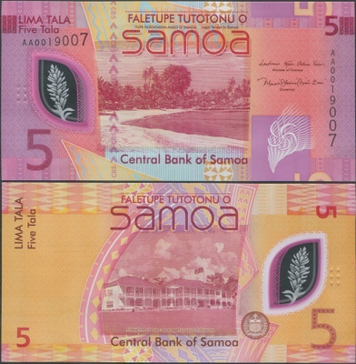 Samoa 5 Tala 2023 UNC Polymer uutuus AA-sarjaa