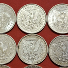 USA 9 x 1 $ silver: 6 x Morgan Dollar + 3 x Peace Dollar. - pikkukuva 3
