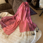 Vaaleanpunainen kuviollinen pashmina hartiahuivi - pikkukuva 4