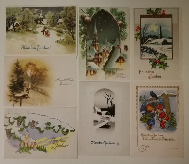 Joulukortti 7kpl, kulkenut, näköispainos