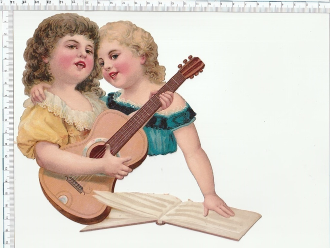 * musisoivat kaverukset, vanha, 19,5 x 18 cm *
