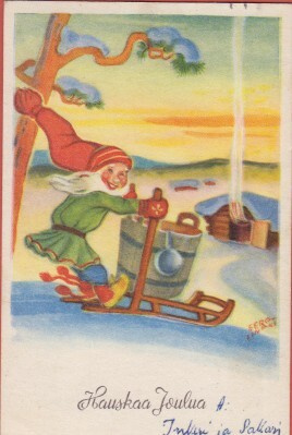 E-E Nurmela Tonttu on hakenut saunavettä kelkalla