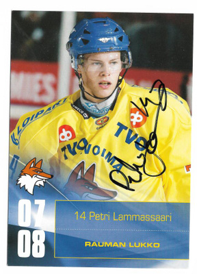 2007-08 Rauman Lukko Postikortti Petri Lammassaari nimmari