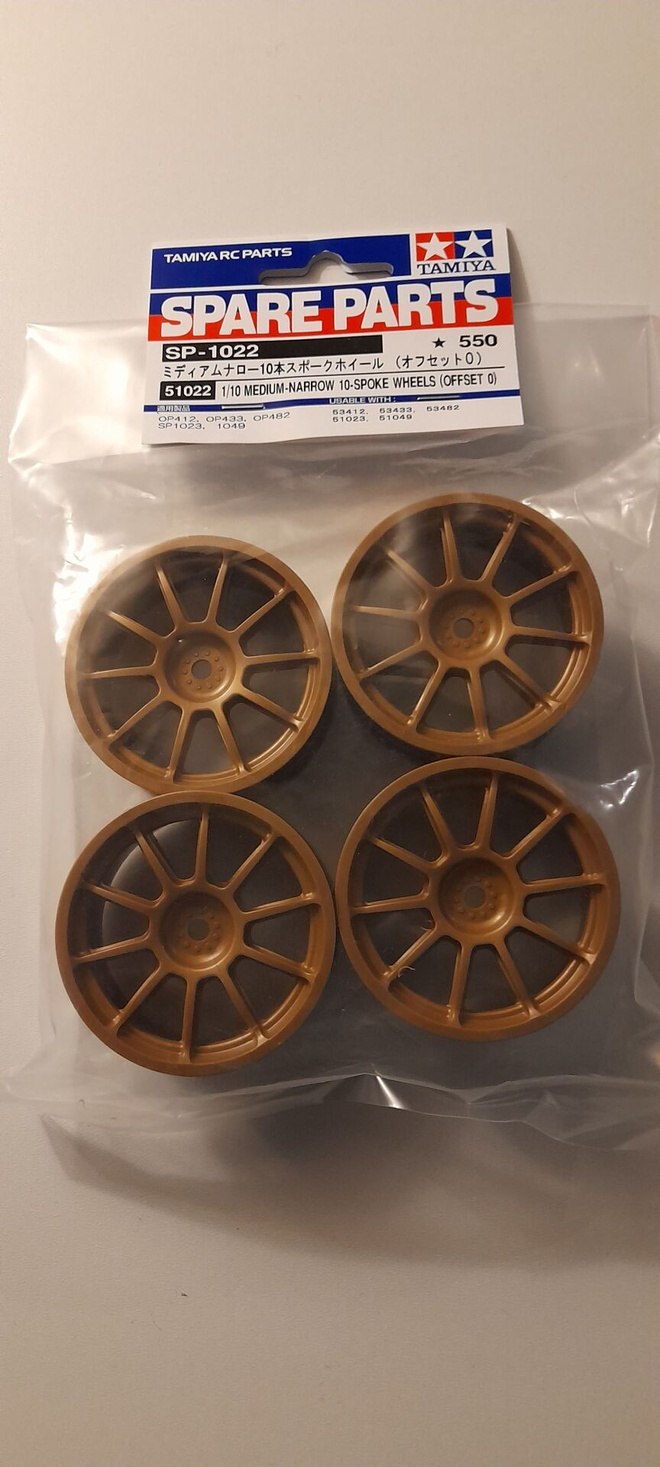 Tamiya 51022. 1/10 Medium Narrow 10-spoke wheels.