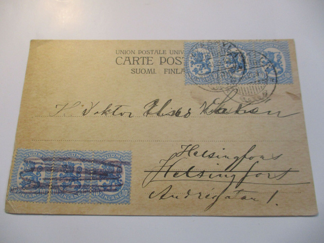 1921 Jyväskylä uudelleen lähetetty kortti