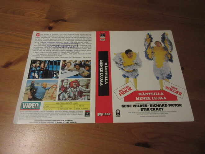 Mänteillä menee lujaa (R-Video) -kansipaperi VHS FIx