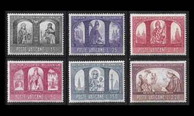 Vatikaani 502-7 ** Kristinusko Puolassa 1000v (1966)