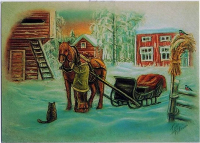 kortti Talven tai kesän iloja - eril. taidekortteja