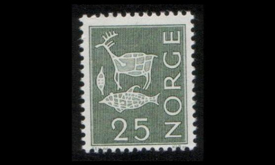 Norja 491 ** Kalliomaalaus 25 öre (1963)