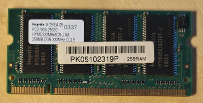Hynix DDR SODIMM-muisti 256MB