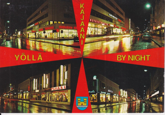Kajaani, Yöllä ,vaakuna , sommitelmakortti  e111