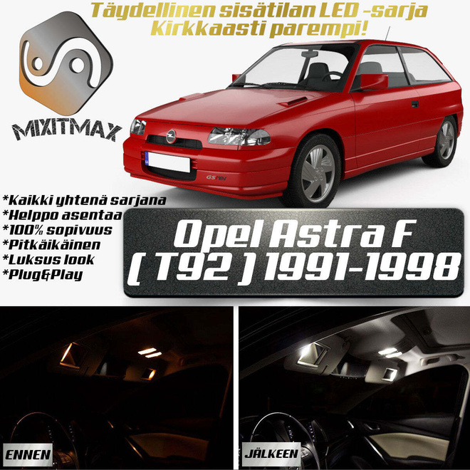 Opel Astra F Sisätilan LED-sarja 9-osainen