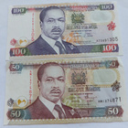 Kenya 100 Shilingi 2000 UNC Käyttämätön + 50 shilingi 1999 - pikkukuva 1