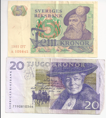 Ruotsi 5 ja 20 kr