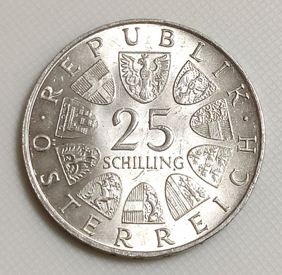 Itävalta 25 Schilling 1964, Franz Grillparzer, hopeakolikko
