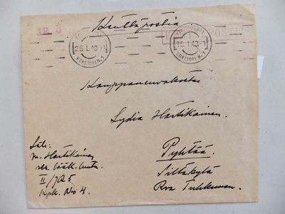VANHA Kuori Kenttäposti JR 5 Jalkaväkirykmentti 25.I.1940