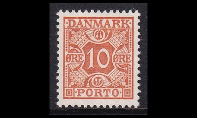 Tanska PORTO_28 * 10 öre oranssi ruututausta (1934)