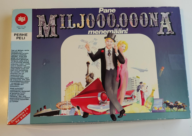 Pane miljoona menemään Lautapeli. Alga 1986